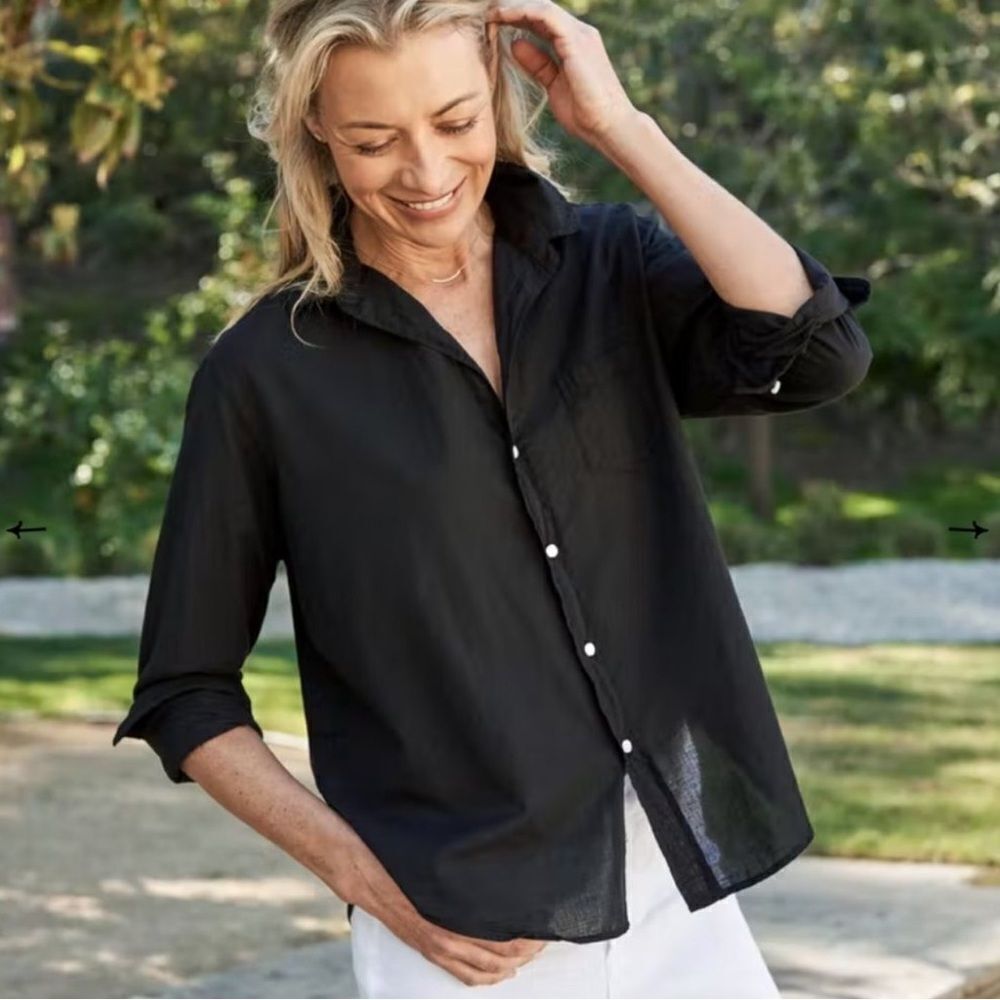 Frank & Eileen Barry Cotton Voile Button Up Black XXS